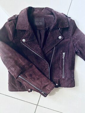 BLANKNYC Suede Biker Jacket Burgundy Wine Red - Women’s Size M